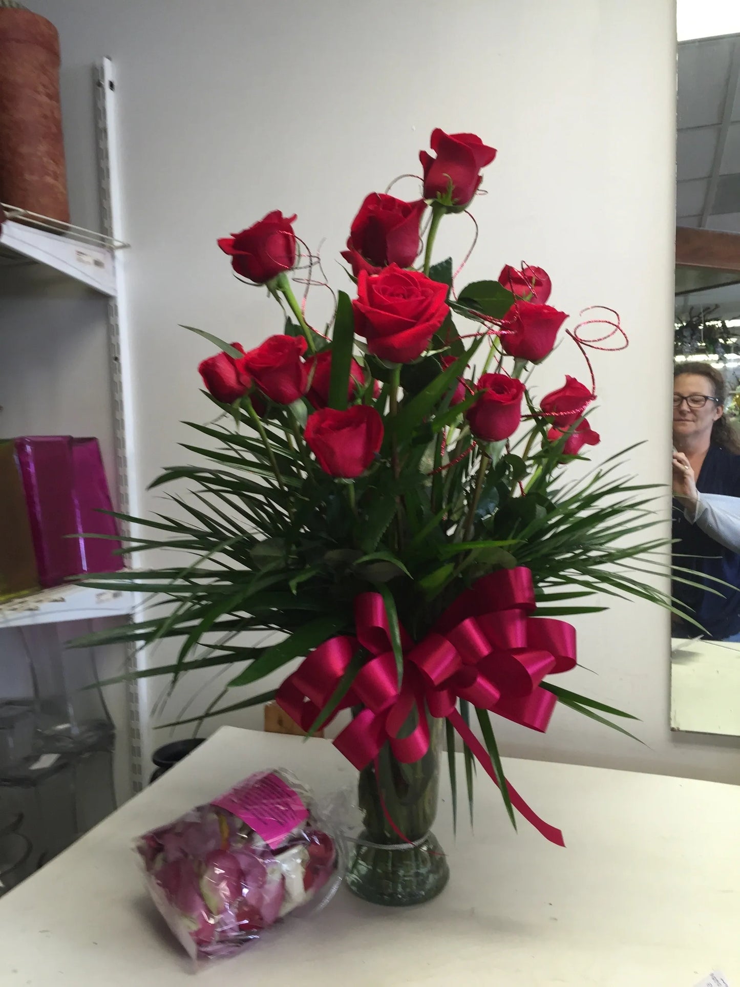 Doz. Roses with Petal Bag R0096 image 0